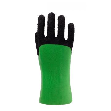 Fluorescent GreenPVC Glove.Black Foam Finish