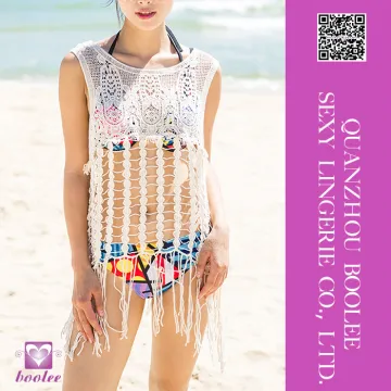 Hot Sale Women Hollow Out Tassel Crochet Cover-ups Sexy Bathing Suit