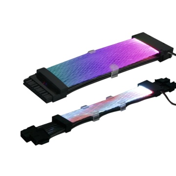 PSU Extension Cable Kit with RGB Lighting for ATX 24Pin + PCIe 6+2Pin, Rainbow Effect