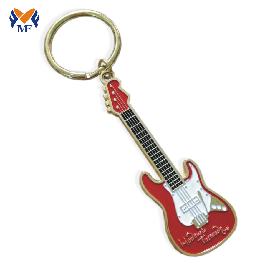 Металлический брелок для ключей в форме мини-гитары