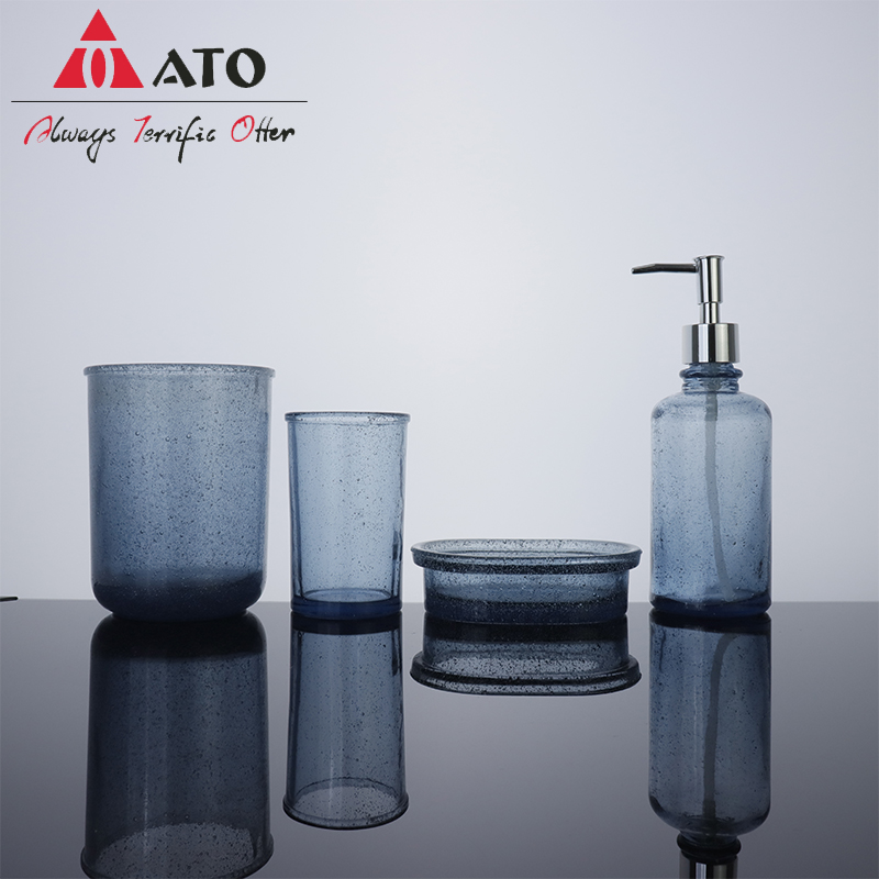 ATO-Badezimmer-Accessoires Vierköpfig blaues Glas Set