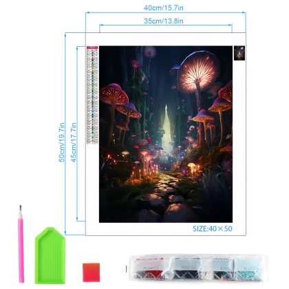 Custom Full Drill Crystal Diamond Painting - Mushroom World Abstract Art 5D DIY Rhinestone Kit