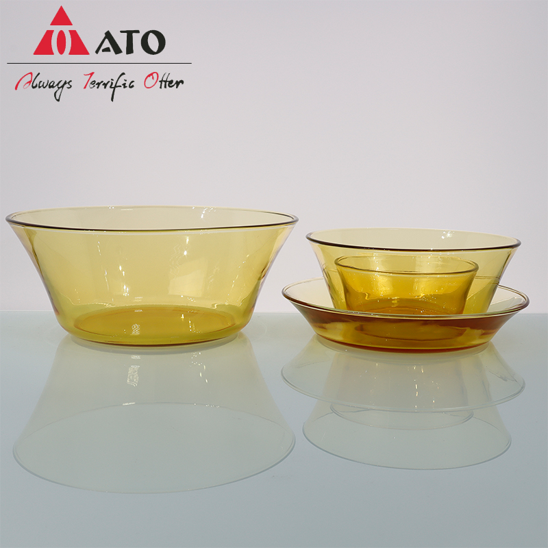 Amber glass dish plate heat resistant dinner plate