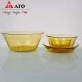 Amber glass dish plate heat resistant dinner plate