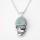 Green Aventurine Skull Gemstone Pendant Necklace with Silver chain