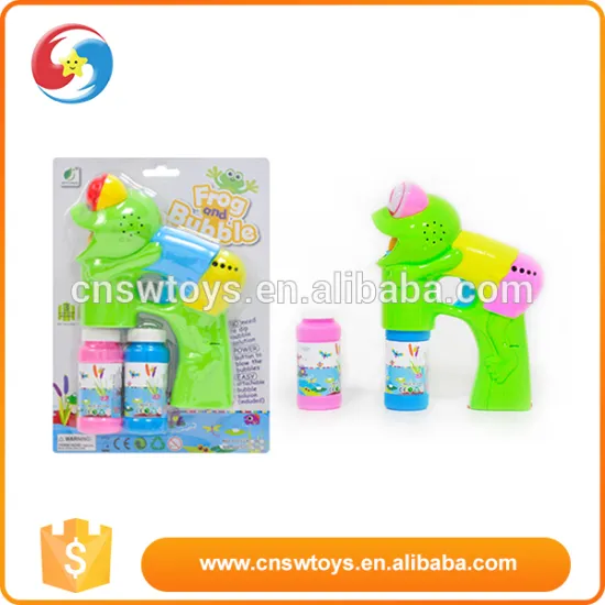 Plastic b/o cartoon animal frog bubbles gun toy with light and music