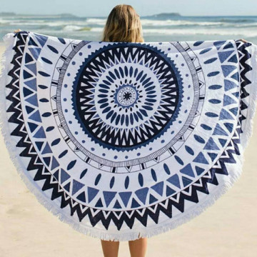 100% katoenen gedrukte ronde strandhanddoek met kwastje