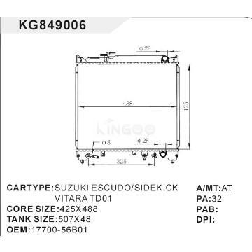 auto radiator car:SUZUKI ESCUDO/SIDEKICK VITARA TD01 OEM:17700-56B01
