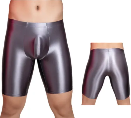 Shiny Men's Oil Glossy Shorts - Transparent Silk Underwear for Men