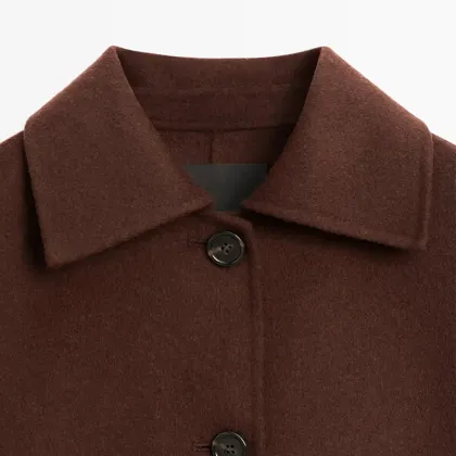 Women's retro elegant versatile flip collar short woolen coat