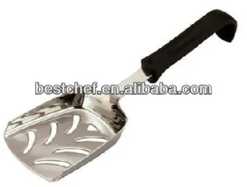 Heat-resistant plastic handle stainless steel Chip scoop with perforated