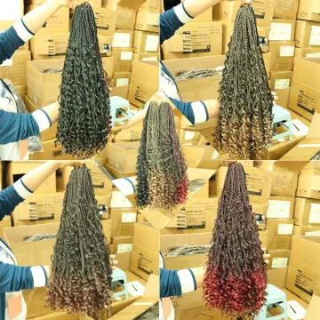 Julianna Bohemian Boho Box Braid 14 inch Pre Looped Crochet River Boho Locs Synthetic Messy Boho Box Braid