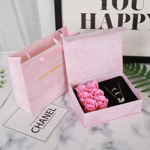 Caja de regalo de rosa de flor magnética de mármol