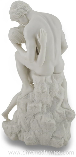 White Marble Finish Nude Sculpture of The Lovers