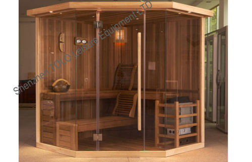 Solid Wood Sauna Cabins , Electric Traditional Sauna Room For Dry Sauna