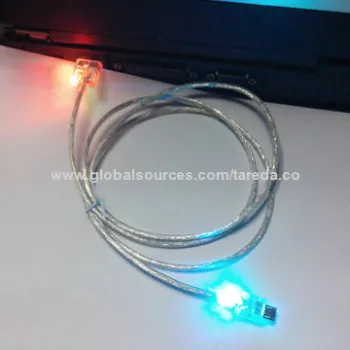 Micro USB Mobile Phone Data and Charge Cable with two 7-color LED, OEM Orders Available