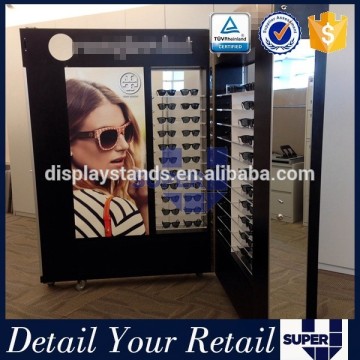 2016 High end MDF board shelf movable eyeglass LED light display cabinet for sunglass