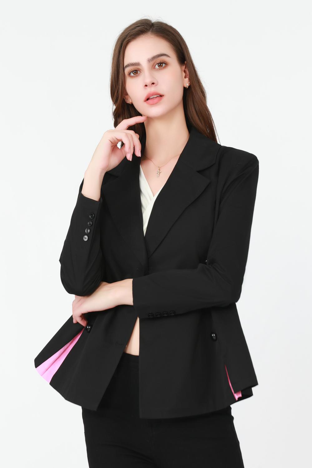 Double-Breasted Pink Split Suit Jacket