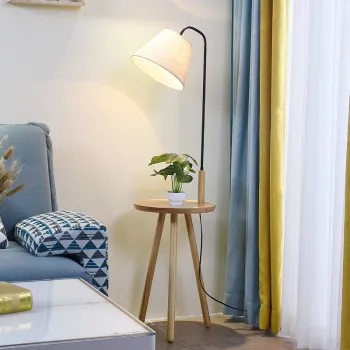 Modern Creative Wooden Floor Lamp for Living Room, Bedroom, and Study with Storage