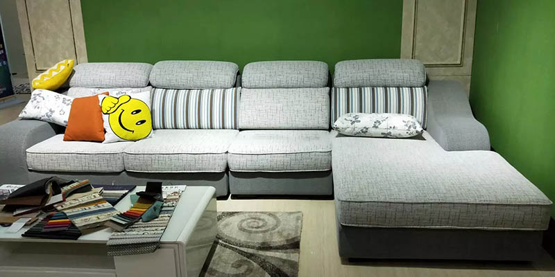 Multi Colors Fabric Corner Sofa With Chaise Lounges