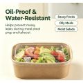 Mangkuk Salad Kertas Kraft anti bocor persegi panjang dengan Tutup