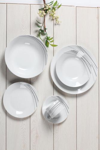 20pc Makan Set Layanan untuk 4 Porcelain Putaran Decal Piring