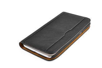 Black Tan Stand Cell Phone Wallet Cases With Card Slots , S