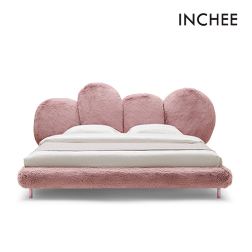 Contemporary Beds Pink Large Rabbit Hair Flocking Contemporary Beds Factory