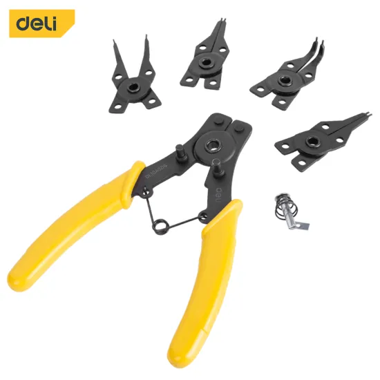 Deli EDL104506 tools interchangable external inner long-nose 6inch circlip plier set