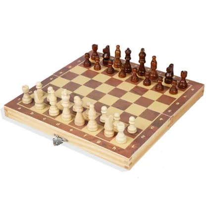 International Wooden Folding Chess Board - Portable Home & Travel Entertainment