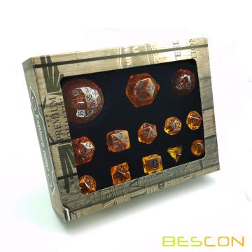Bescon Amber Komplettes polyedrisches RPG-Würfelset 13 Stück D3-D100