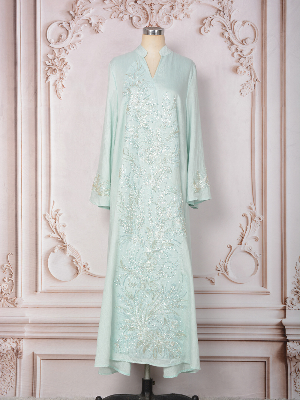 Premium Floral Beaded Abaya Dress