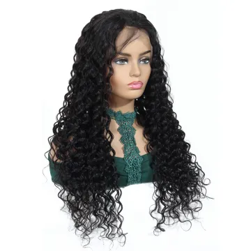 10A Malaysian Deep Wave Human Cuticle Aligned Hair Lace Front Wig For Black Women Pre Plucked Transparent Swiss Lace Frontal Wig