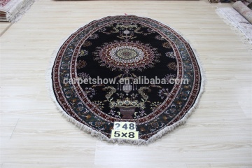 Silver Stone round persian handmade silk rug for promotion