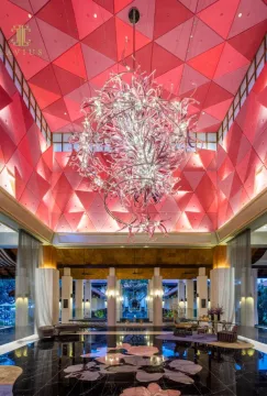 Giant art deco red murano glass chandelier