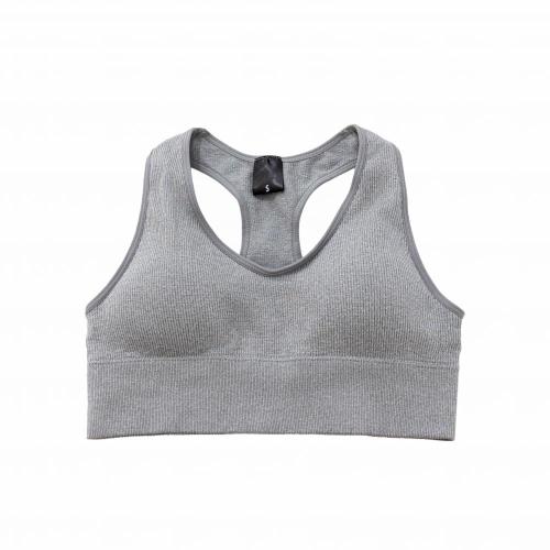 Camisola deportiva gris sin costuras para mujeres