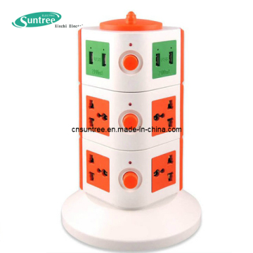 Multi Vertical Socket Socket Outlet 230V 3 Pin Socket Tower Extension Socket with 2.1A USB Socket Vertical Socket Power Socket
