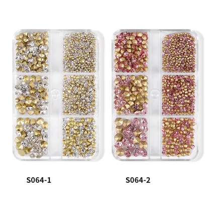 Hot Sale Nail Rhinestones Kit - 6 Sizes 3D Diamond Rhinestones for DIY Nail Art & Salon Beauty