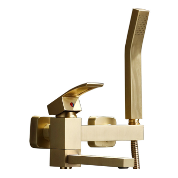 Brushed golden luxury bathroom brass square bathtub faucet hot cold water mixer tap