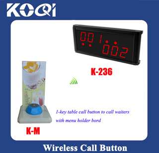 Guest Paging System for Restaurant with Display, Press Button and Menu Holder