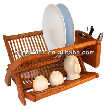 2014 high quality hot selling bamboo folding dish rack with cover kitchen folding dish rack wholesasle folding dish rack