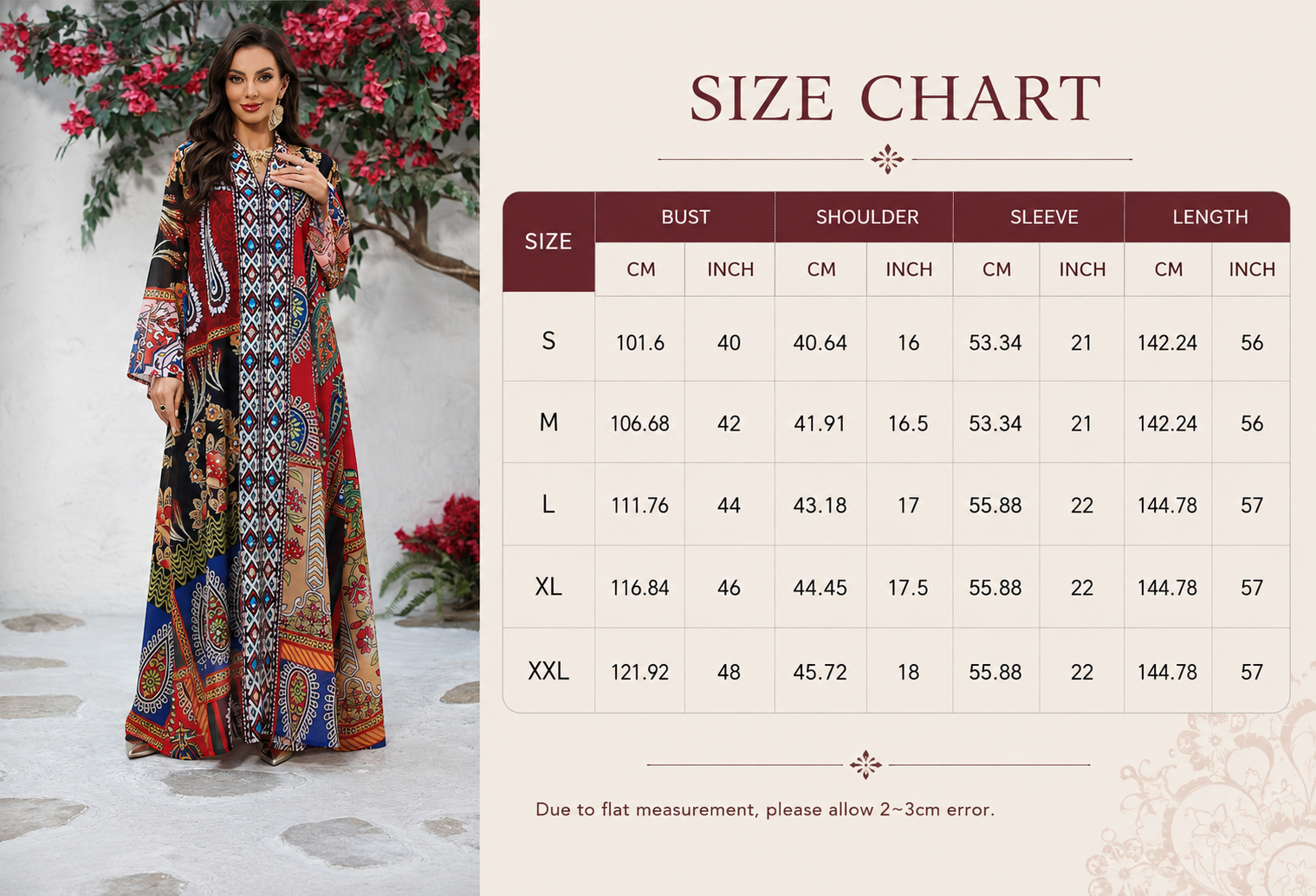 Ethnic Print V Neck Chiffon Maxi Dress