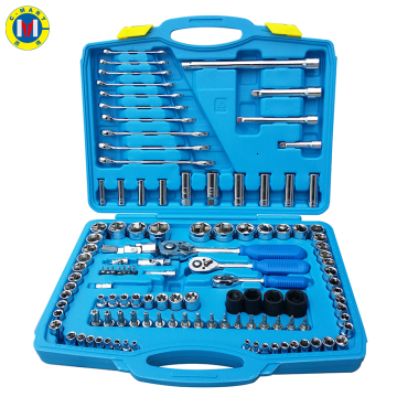 C-Mart Professional 120-piece Multi-functional Hex Allen Screw Ratchet Car Tool Kit: High-Quality Sockets and Combination Wrench Set