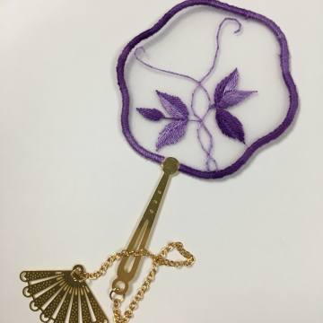 High Quality Chinese Handmade Embroidery Bookmark with Purple Butterfly and Flower Design