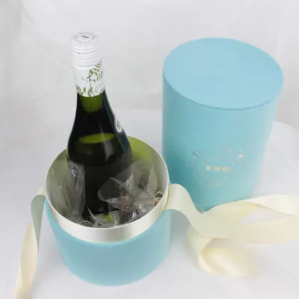 Custom Silver Logo Wine Bottle Velvet Paper Tube