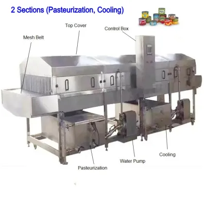 Food Pasteurization Line: Glass Jars, Cans, Pickles, Vegetables, Soft Drinks, and Fruit Juices