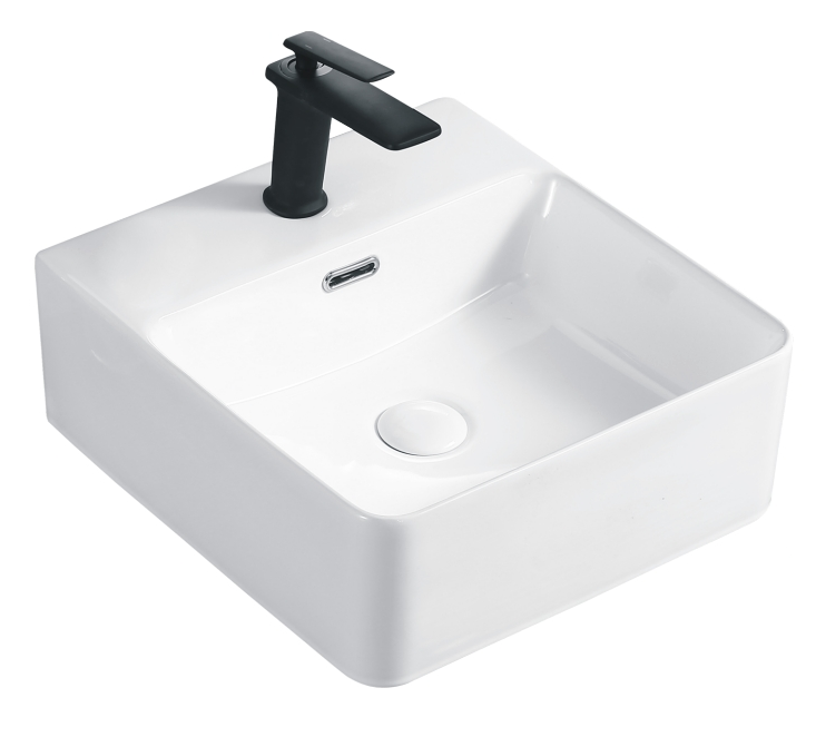 Above Counter Square Ceramic Basin With Overflow
