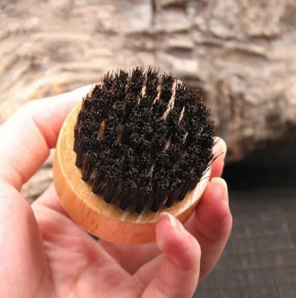 Eco-Friendly Boar Bristle Shaving Brush for Men - Vinnie Portable Round Beard and Mustache Brush