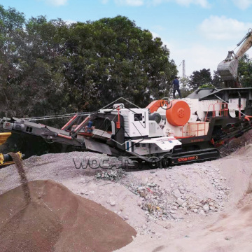 Kuvars ve beton için mobil kırma tesisi büyük paletli çene kırıcı