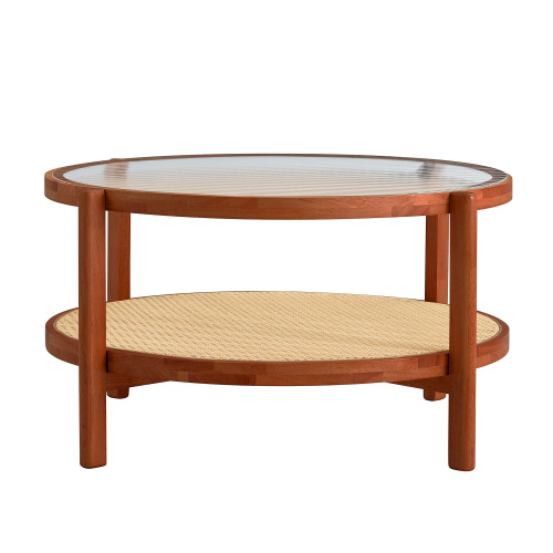 Elegant Double Round Coffee Table with Storage
